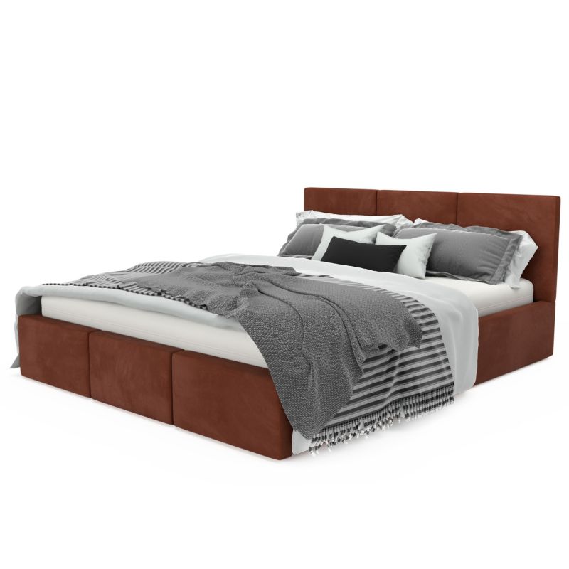 Łóżko Muralo Tapicerowane z Pojemnikiem Miodowe 120x200x110 cm 1szt.