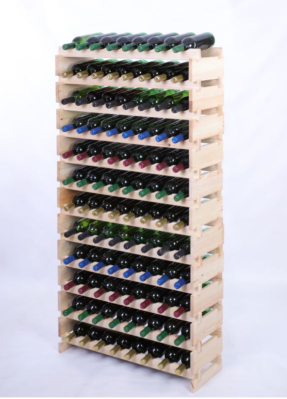 Stojak na wino MODO24 regał modułowy na butelki 12 leżni x 8 butelek montaż bez narzędzi naturalne drewno 1 szt.