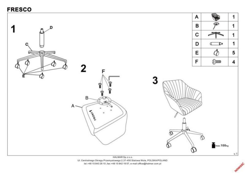 Fotel Halmar dla dziecka FRESCO VELVET różowy 1 szt