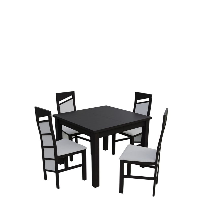 Zestaw RO33 MIRJAN 24 Stół rozkładany S28 90x90/240 + 4 krzesła K61 wenge + biała ekoskóra 1 kpl.