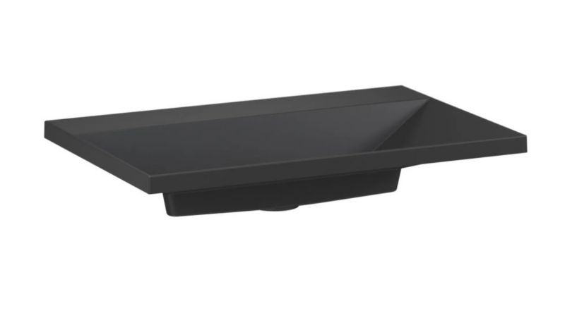 Umywalka wpuszczana KROFAM EDGE 70 cm czarny mat kwarcowa bez otworu na baterię 1 szt.