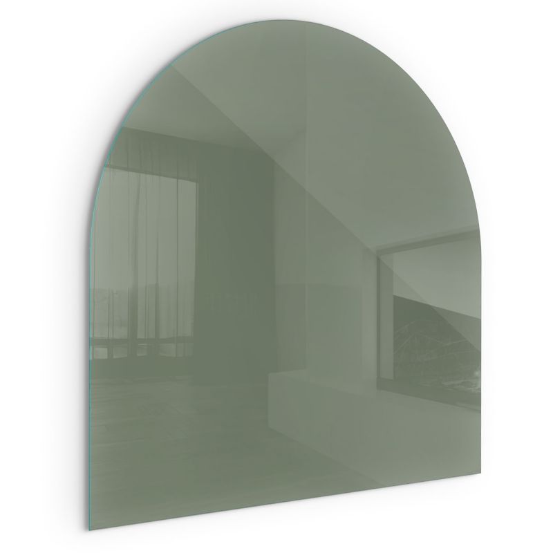 Szklana Podkładka Pod Kominek Półowalny Wallfluent 100x100 cm Oliwkowy zielony 1 szt.