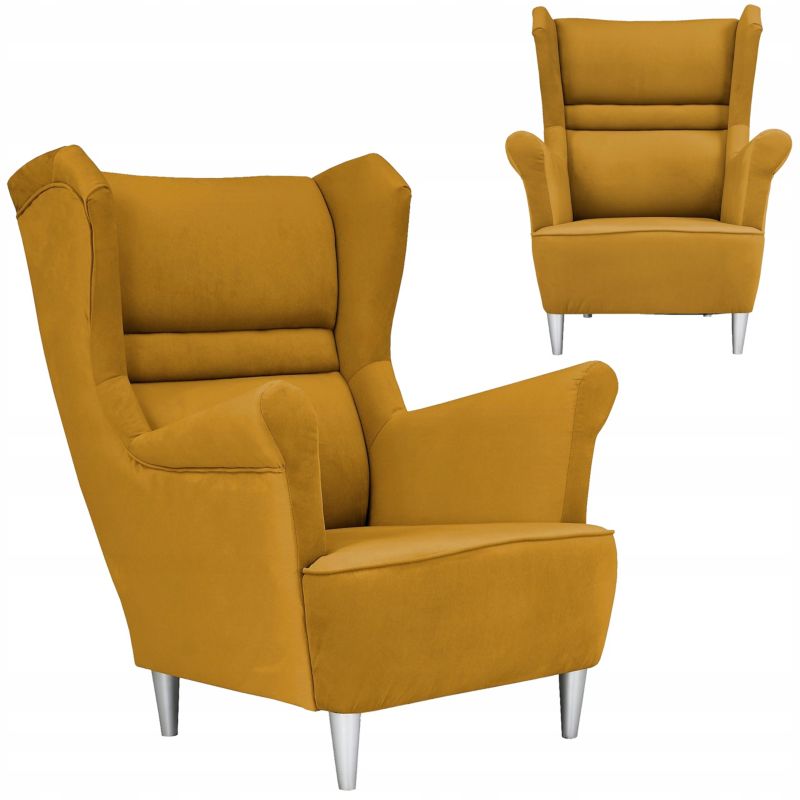 Fotel uszak do salonu Family Meble Zoja ciemno złoty 1szt