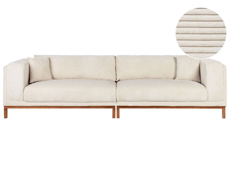 Sofa 4-osobowa sztruksowa beżowa Veng 1 szt.