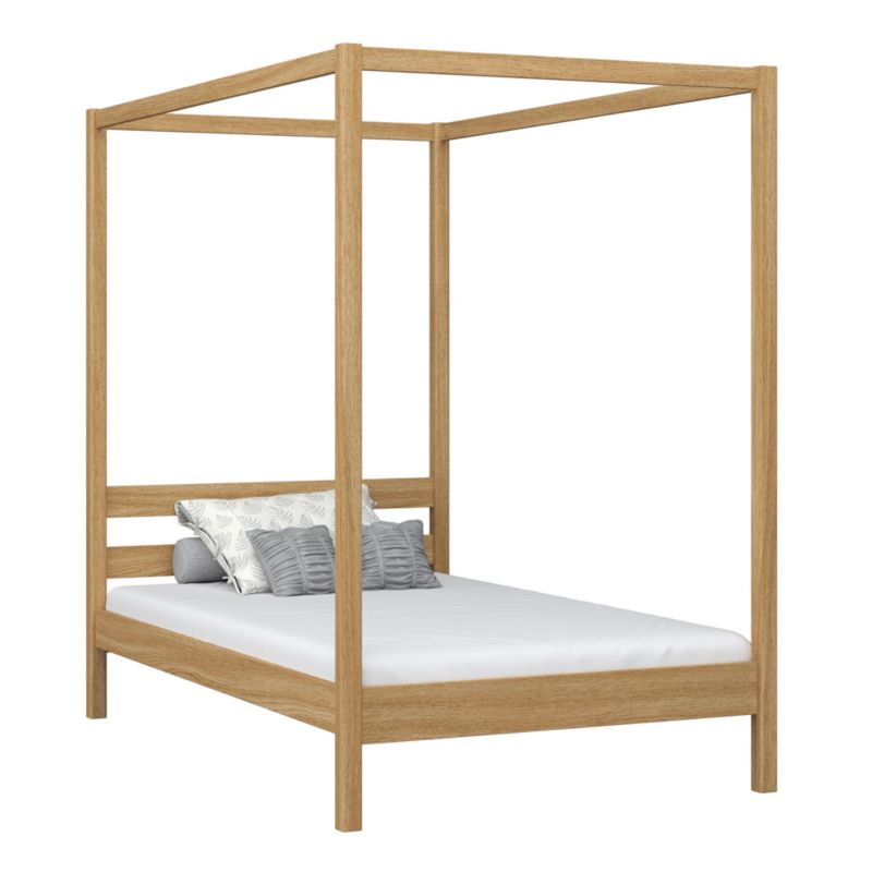 Dębowe łóżko N-WOOD pojedyncze z baldachimem N01 dąb naturalny 90x190 1szt.