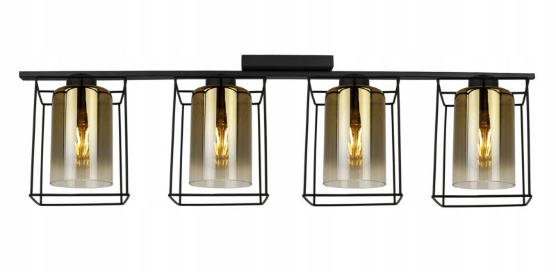 Lampa sufitowa wisząca Light Home LH Hella Cage 4x E27 60W szkło złoty 1szt.