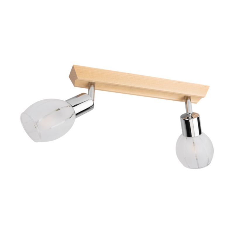 Drewniana Lampa Sufitowa SPOT Light 2xE14 Max.40W Naturalna Brzoza FSC z Biało Transparentnym Kloszem, 1 szt.