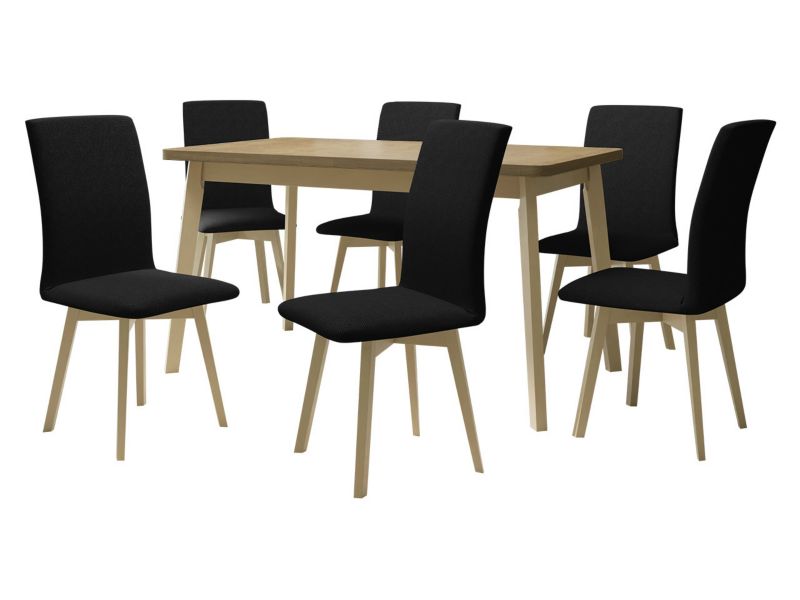 Zestaw DR24 MIRJAN 24 Stół rozkładany Oslo VI 80x140/180 + 6 krzeseł Luna 2 sonoma + czarna tapicerka 1 kpl.