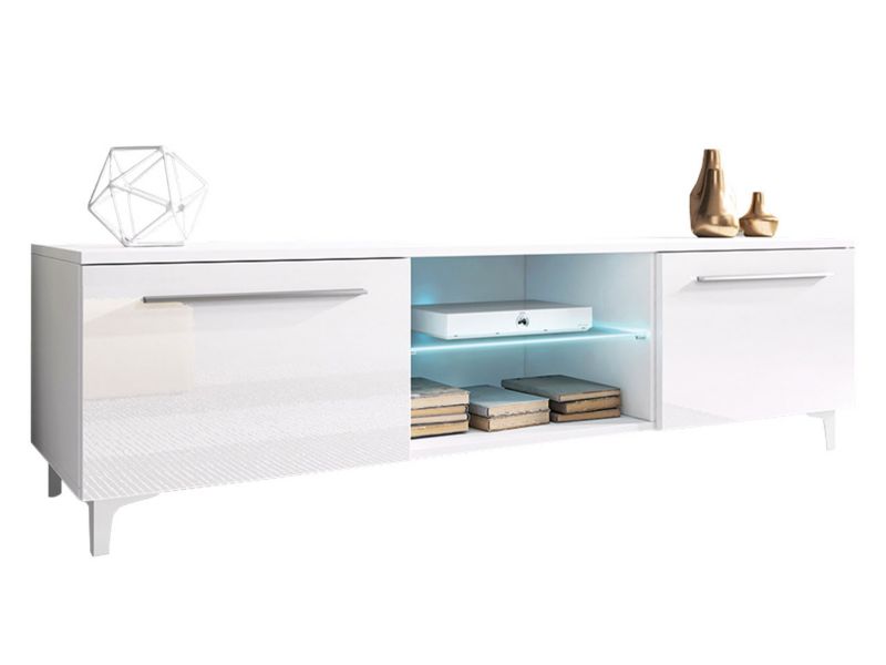 Szafka RTV MIRJAN 24 XIIIW biały + biały połysk 1 szt.