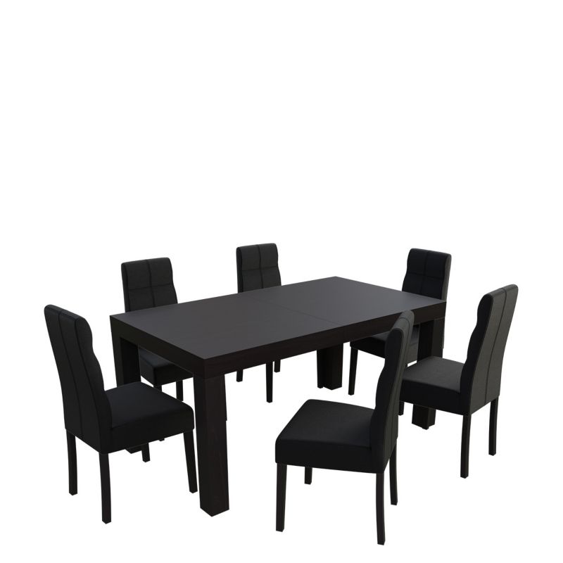 Zestaw RO47 MIRJAN 24 Stół rozkładany SF-25 90x160/210 + 6 krzeseł K63 wenge + czarna ekoskóra 1 kpl.