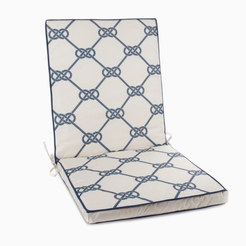Poduszka na krzesło GARDEN 17C Eurofirany 42 x 92 cm wodoodporna biało niebieska na taras lub balkon 1 szt.