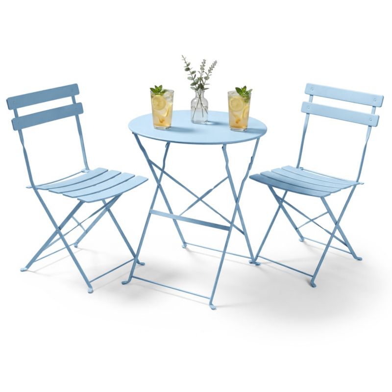 Zestaw mebli balkonowych Orion Okrągły stół i 2 krzesła w eleganckim niebieskim kolorze 1 zestaw