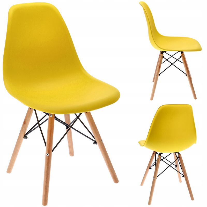 Krzesło skandynawskie do jadalni JUMI kuchni salonu nowoczesne żółte EVA 1 szt.