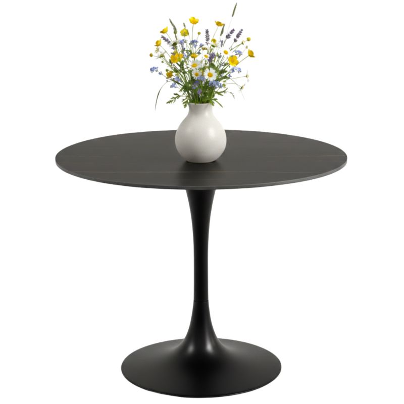 Stół do jadalni kuchni Malta Actona okrągły 4 os. efekt marmuru czarny 1 szt.