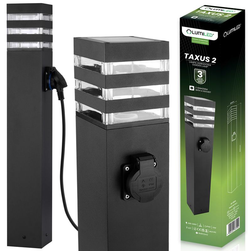 Lampa Ogrodowa Lumiled Słupek Zewnętrzny Stojący E27 LED z Gniazdem 60cm 1 szt.