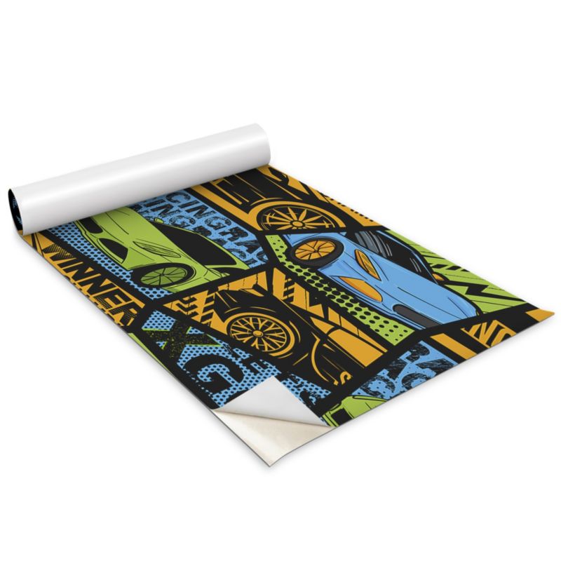 Okleina Meblowa Do Sypialni I Garderoby Wallfluent 100x50 cm Samochody wyścigowe Okleina Na Biurko I Regał 1 rol.