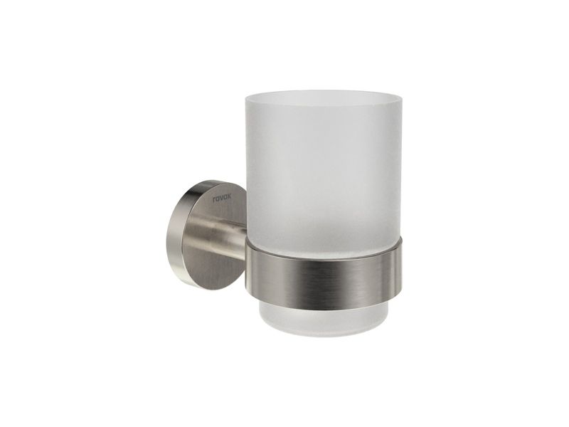 Kubek szklany Ravak z uchwytem Kona KN 210.30SSB szczotkowana stal nierdzewna 1 szt