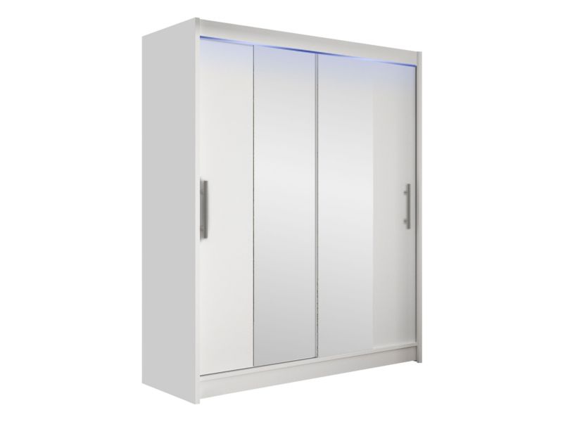 Szafa MIRJAN 24 z drzwiami przesuwnymi Presto II z oświetleniem RGB biały/lustro 1 szt.