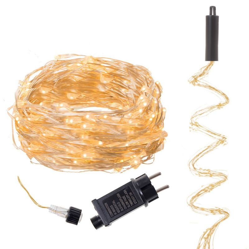 Lampki choinkowe Springos 300 LED na prąd włosy anioła ciepły biały 1 szt.