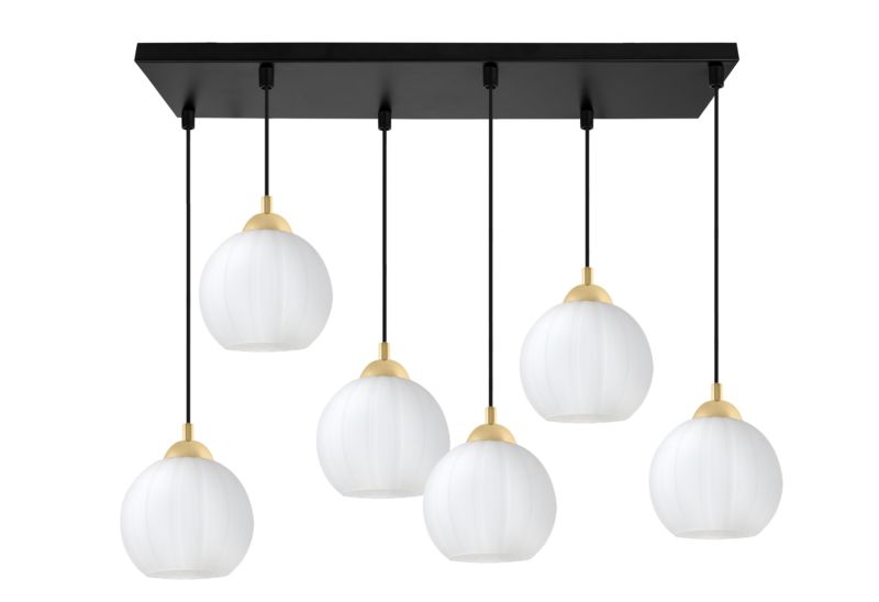 Lampa sufitowa wisząca Light Home LH Costa 6x E27 60W czarny/biały/złoty 1szt.