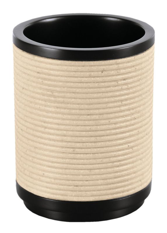 Kubek na szczoteczki Kleine Wolke Runa czarny/beżowy 7,8x9,9cm gumowany poliresin 1 szt.