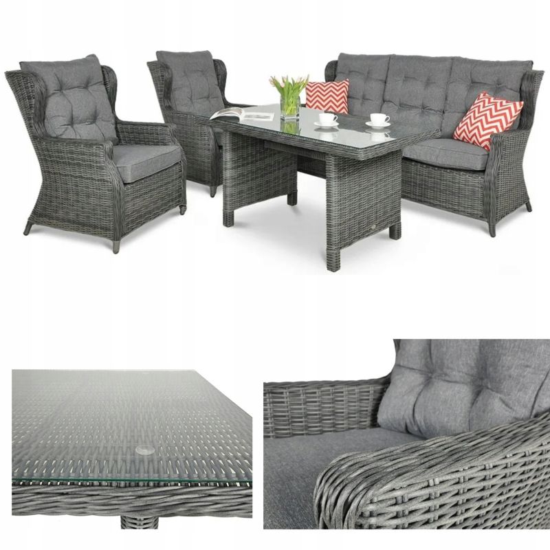 Zestaw Mebli Ogrodowych z Fotelami Focus Garden Wypoczynkowych Technorattan Trivento Sofa Na Taras 1 szt