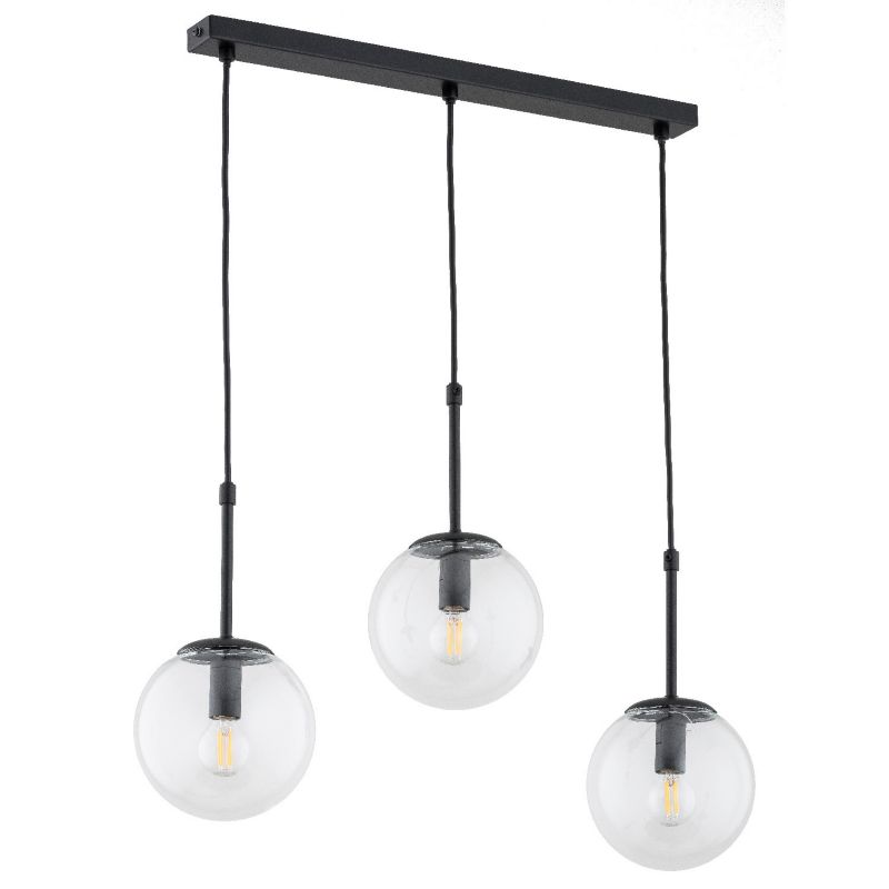 Lampa wisząca Alfa Sebia 7433 czarno-przezroczysty nad stół 3xE14 x 10W 1 szt.