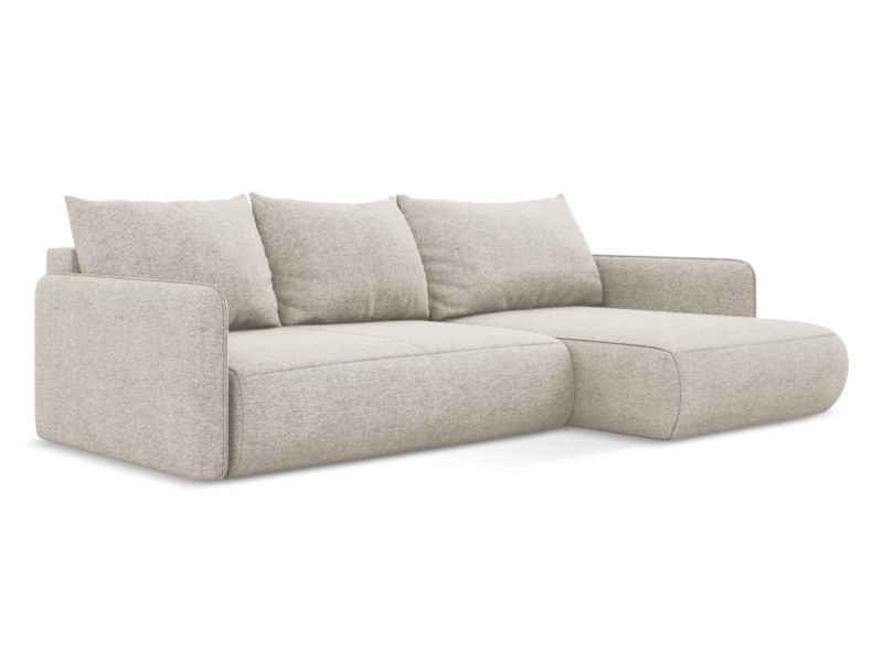 Narożnik prawostronny z funkcją spania LaMiaSofa PALERMO z tkaniny szenilowej 240x148 cm srebrny 1 szt.