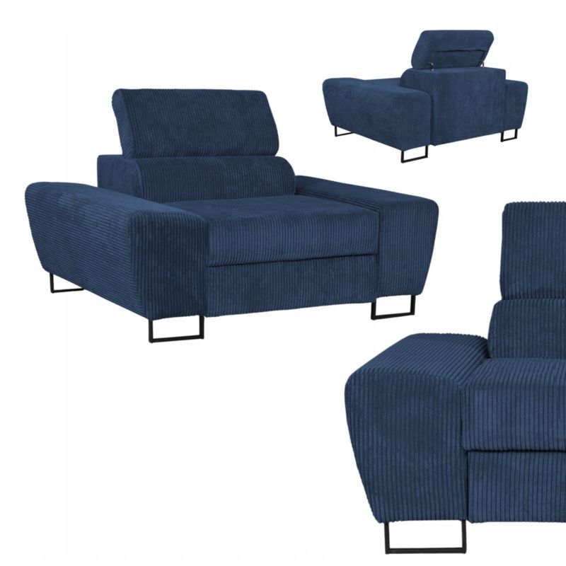 Fotel wypoczynkowy do salonu regulowany zagłówek Savio granat 1szt