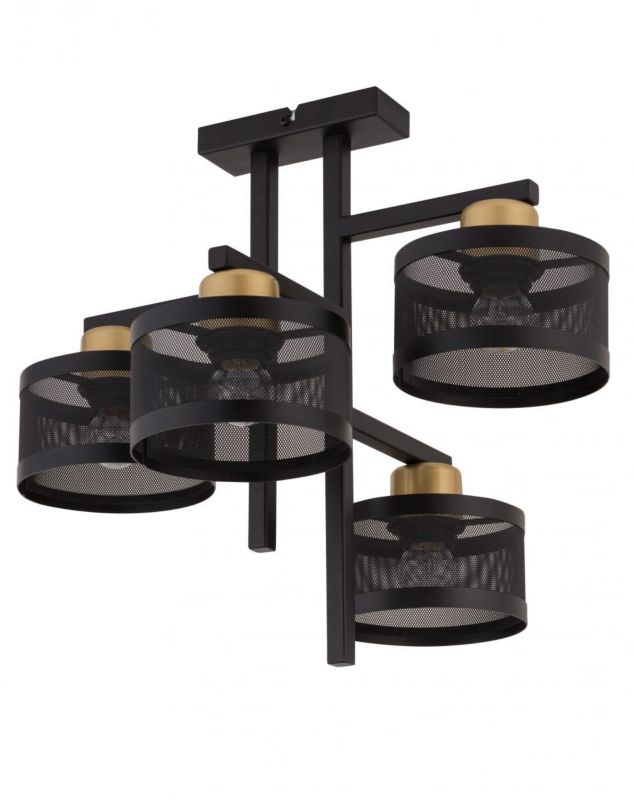 Lampa sufitowa wisząca Sigma Lighting Off 4305 czarno-złota dekoracyjna 4xE27 x 1 szt.