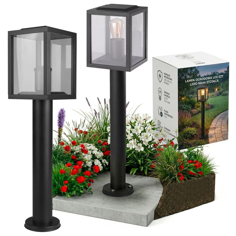 Lampa ogrodowa E27 MasterLED Lidio 60cm IP44 stojąca zewnętrzna czarna 1 szt.