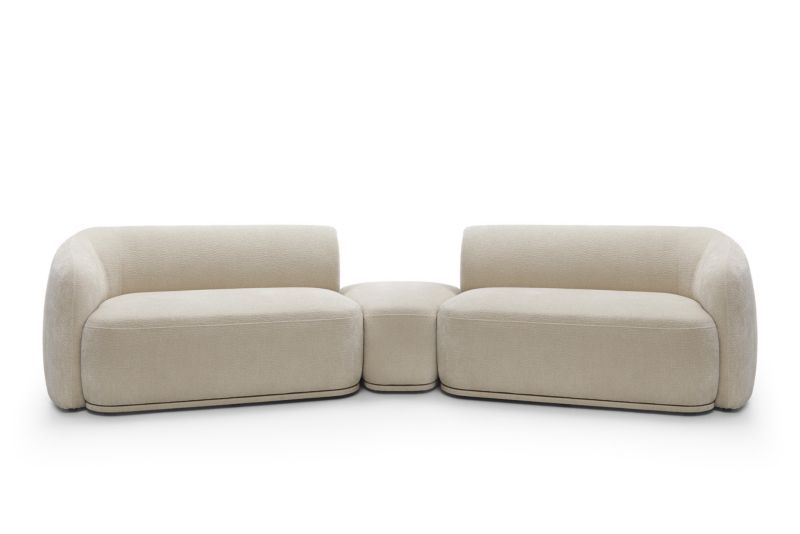 Sofa modułowa Bettso Nodis z zaokrąglonymi bokami i trójkątną pufą beżowy 1szt.