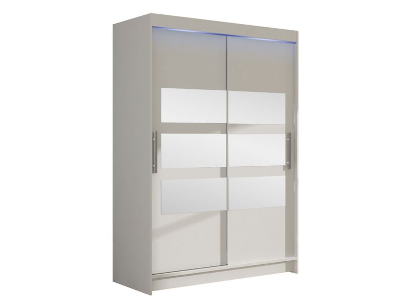 Szafa MIRJAN 24 z drzwiami przesuwnymi Miami V z oświetleniem RGB biały/lustro 1 szt.