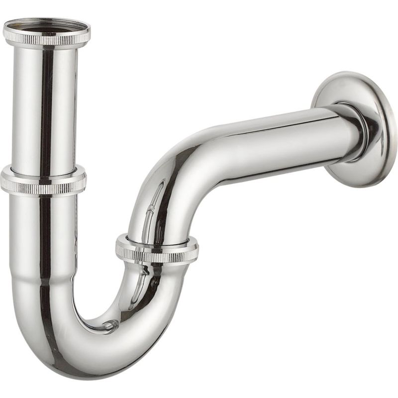 Syfon umywalkowy Oltens Lyse mosiężny, chrom 1 1/4", rurowy, z rozetą, 1 szt.