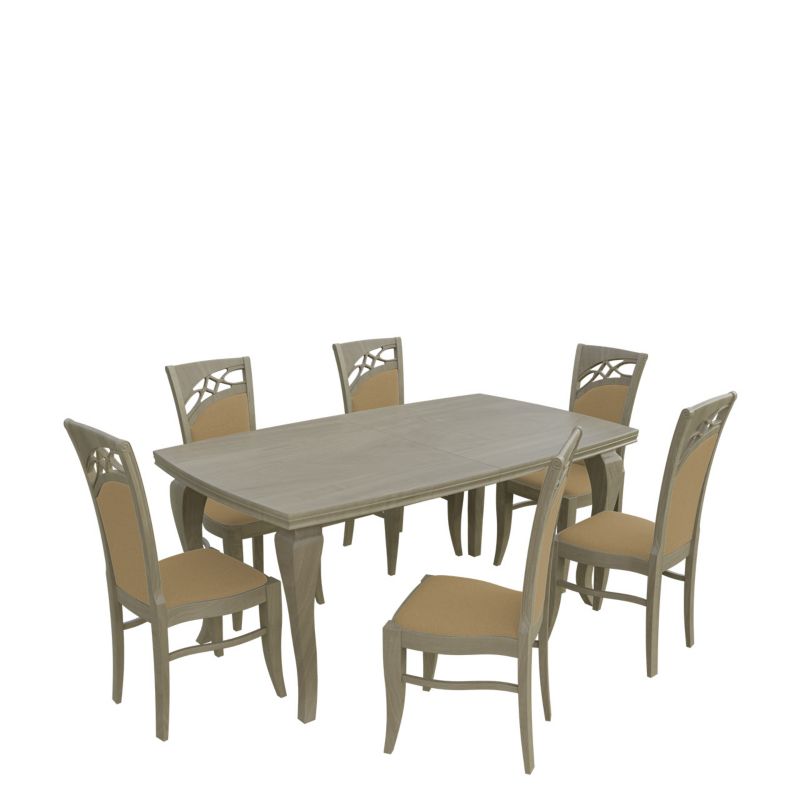 Zestaw RO27 MIRJAN 24 Stół rozkładany S23 100x170/250 + 6 krzeseł K51 dąb sonoma + piaskowy 1 kpl.