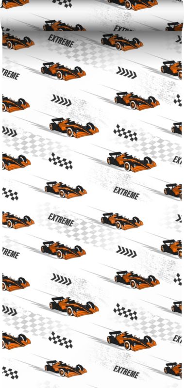Tapeta Sanders & Sanders samochody wyścigowe pomarańczowym 50 x 900 cm - 1 rol.