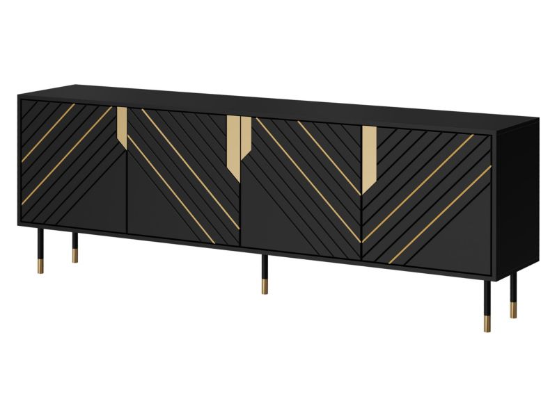 Komoda MIRJAN 24 Mountain 200 4D czarny/złoty 1 szt.