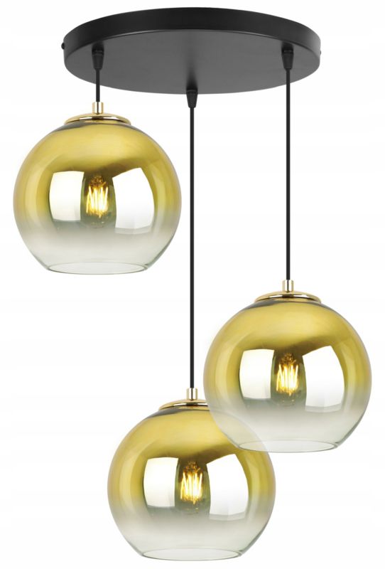 Lampa sufitowa wisząca Light Home LH Bergen Gold 3x E27 60W okrągły klosz 20cm złoty 1szt.