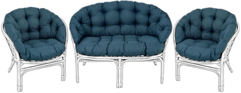 Poduszka na meble rattanowe wiklinowe AMPO komplet niebieski melanż 1 szt.