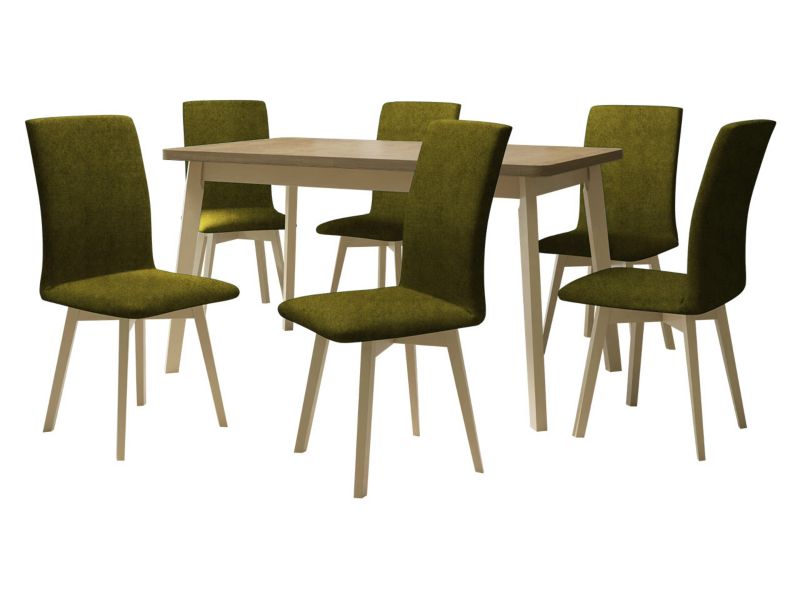 Zestaw DR24 MIRJAN 24 Stół rozkładany Oslo VI 80x140/180 + 6 krzeseł Luna 2 sonoma + ciemnozielona tapicerka 1 kpl.