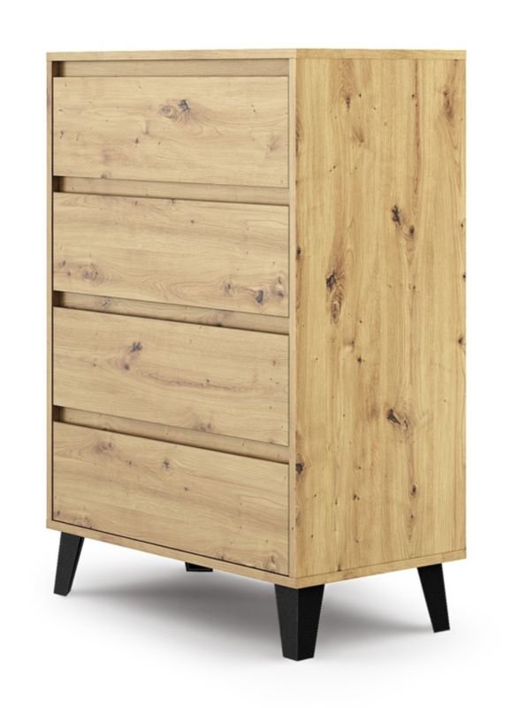 Komoda Szafka Na Nóżkach 4 Szuflady Scandi 4S Dąb Artisan