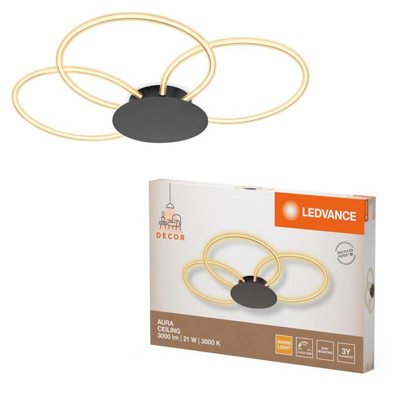 Lampa Sufitowa Leedvance Dekoracyjna 21W 2200lm 3000K Ściemnialna Szary 1 szt.