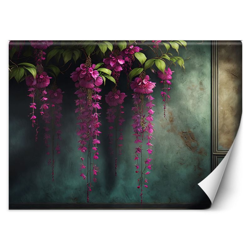 Fototapeta Feeby Wiszące różowe kwiaty beton 200x140 1 szt