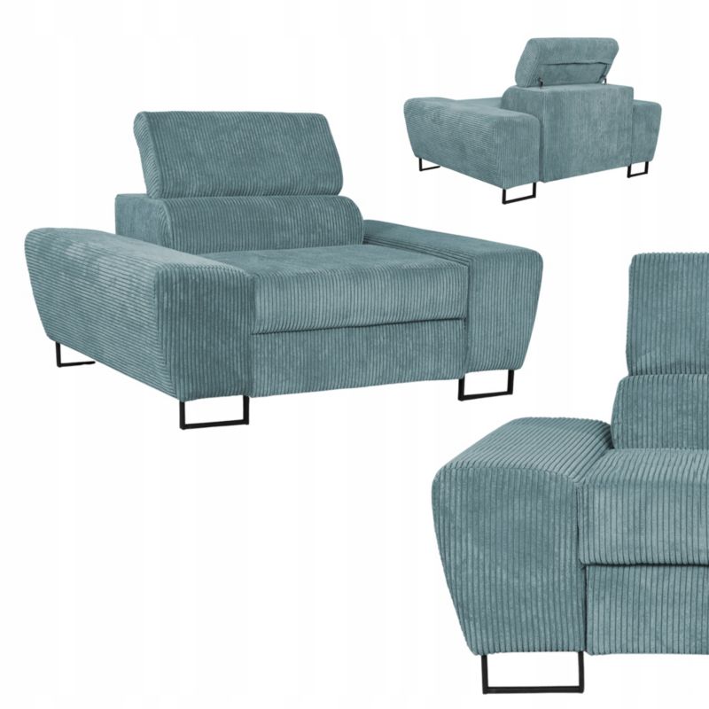 Fotel wypoczynkowy do salonu regulowany zagłówek Savio jasnozielony 1szt