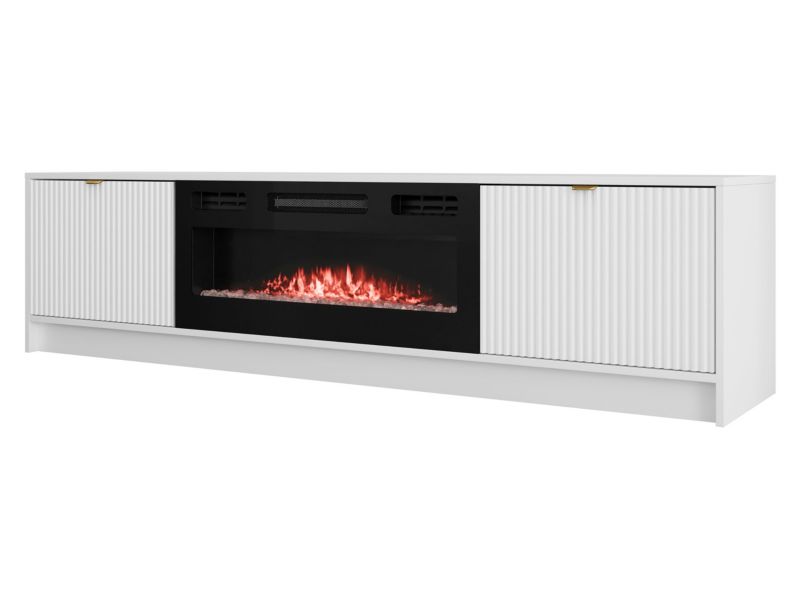 Szafka RTV MIRJAN 24 z kominkiem Tireno EF biały velvet 1 szt.