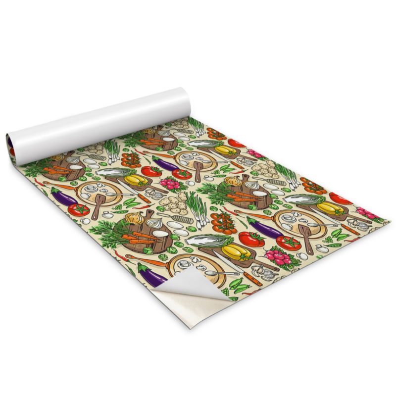 Okleina Meblowa Do Sypialni I Garderoby Wallfluent 100x50 cm Rysunkowe kolorowe warzywa Okleina Na Biurko I Regał 1 rol.