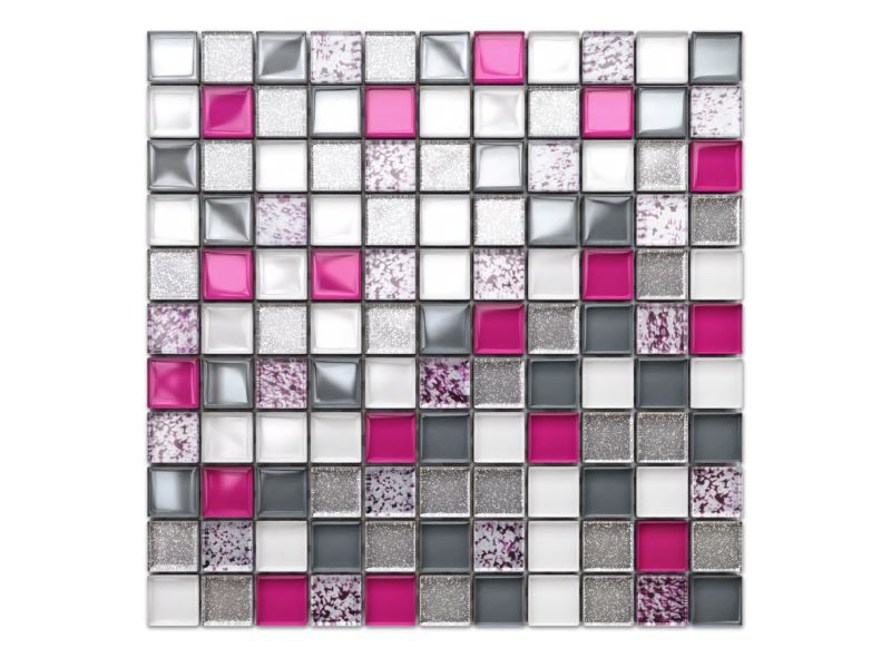 Mozaika szklana Ilcom fiolet maziaje perła szara piwonia silver brokat 30x30cm 1 szt.