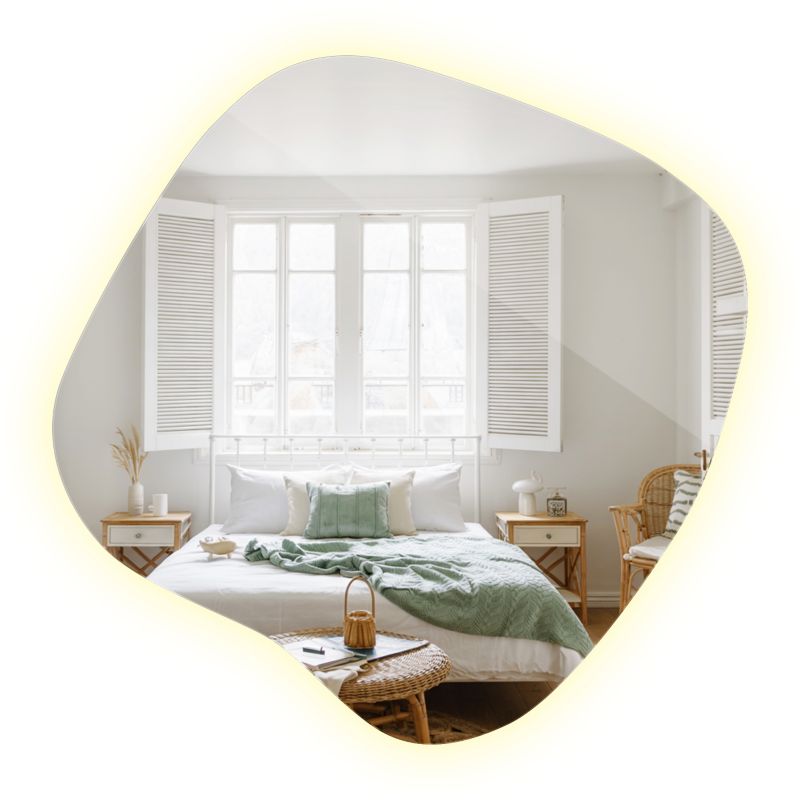 Lustro z Oświetleniem ArtPrintCave 68x67 cm do Sypialni Bez Ramy Neutralne Światło 1 szt.