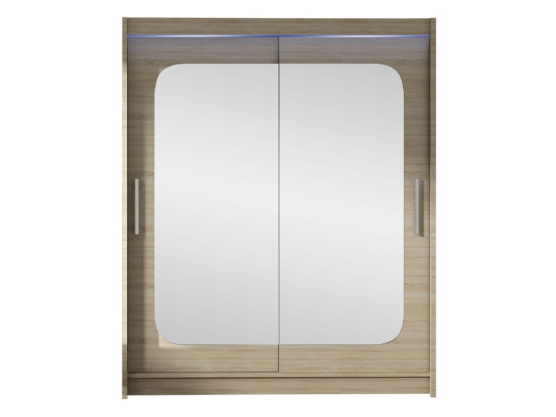 Szafa MIRJAN 24 z drzwiami przesuwnymi Presto XII z oświetleniem RGB dąb sonoma/lustro 1 szt.