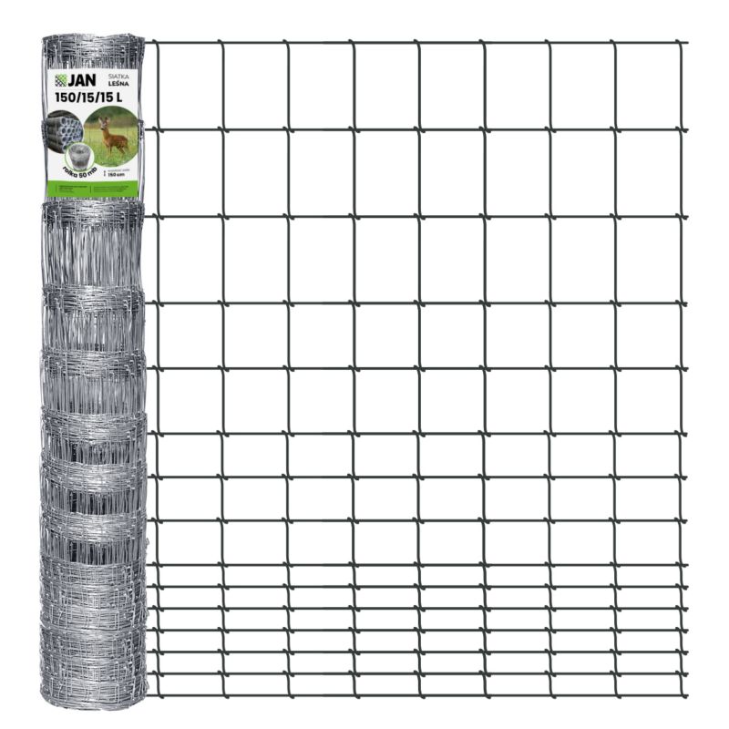 Siatka leśna ogrodzeniowa Z.P.H. JAN wys 150/15/15 l 50m na kury zające sarny 1 szt.